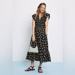 Rails Black Midi Dress with Floral Design